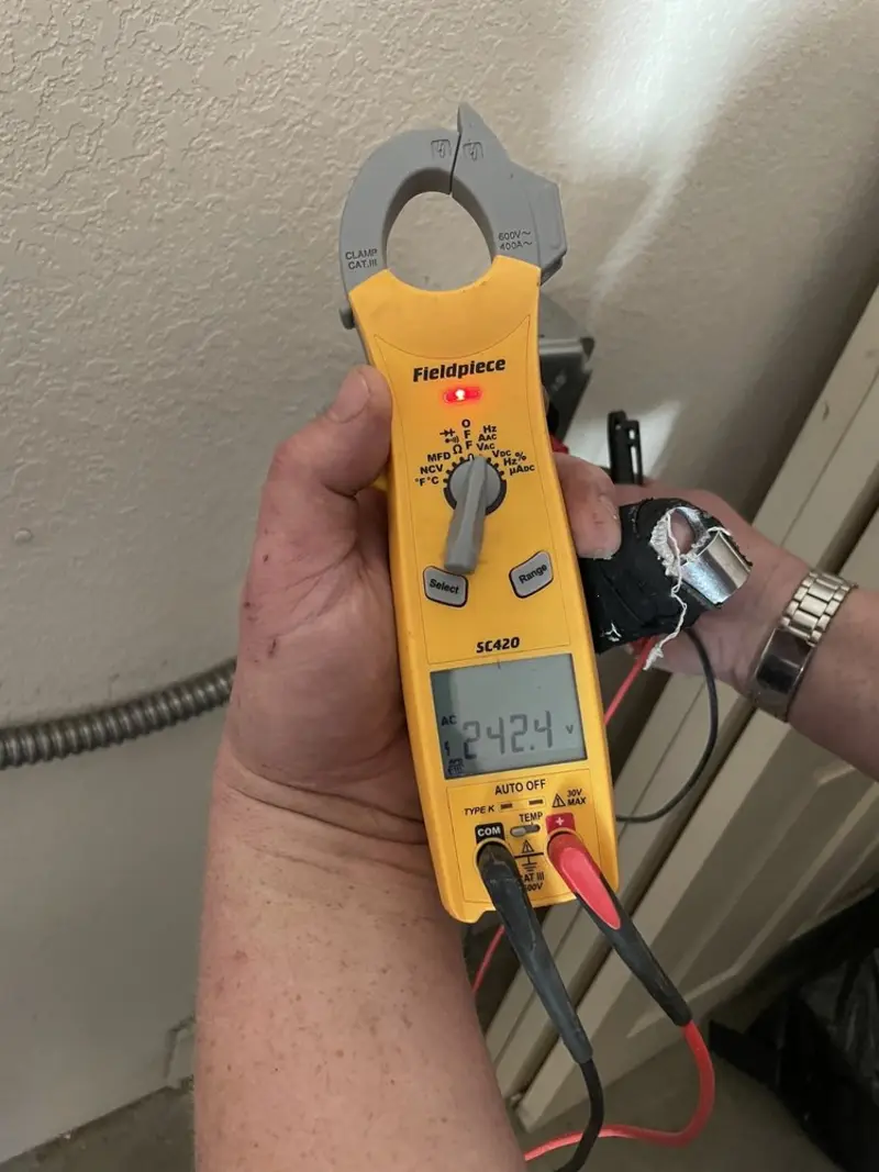 Voltage testing with clamp meter during Hot Tub / Pool Electrical Wiring in Conewango
